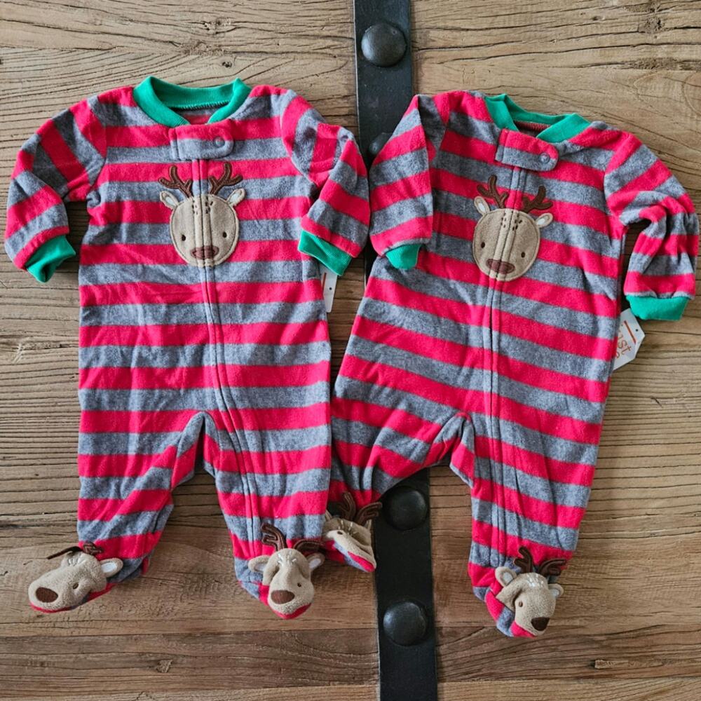 Baby Christmas Pajamas Twins Bundle 3M New